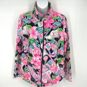 Lilly Pulitzer Womens Honda Classic PGA Golf Full Zip Jacket Pink Print Size M